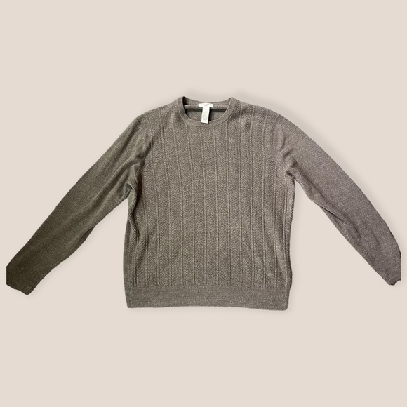 DOCKERS Brown Neutral Minimalist OverSized braided Knit Winter Crew Neck Sweater - Picture 1 of 8